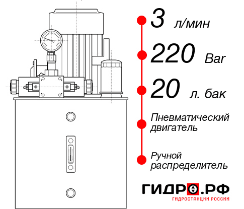 Маслостанция с пневмоприводом НПР-3И222Т