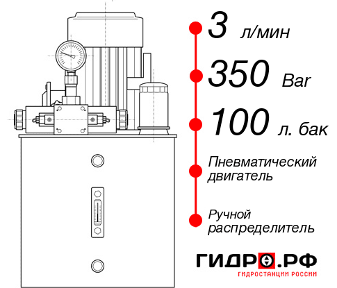 Гидростанция с пневмоприводом НПР-3И3510Т