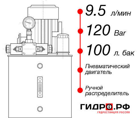 Маслостанция с пневмоприводом НПР-9,5И1210Т